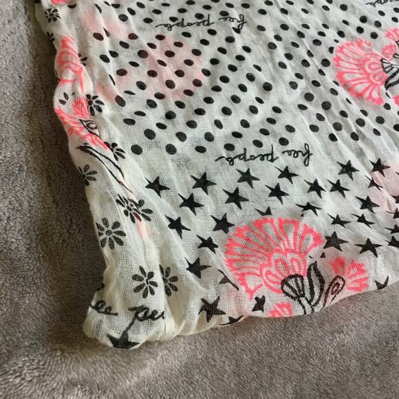 FREE PEOPLE Block Print Gauzy Boho Medium Reusable Tote Bag - Cream Black & Pink - Picture 3 of 4